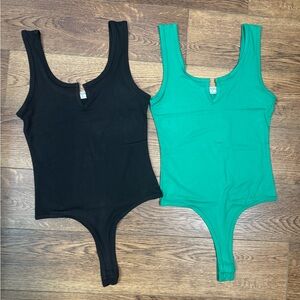Zenana Women’s Small Bodysuit Bundle Black & Green